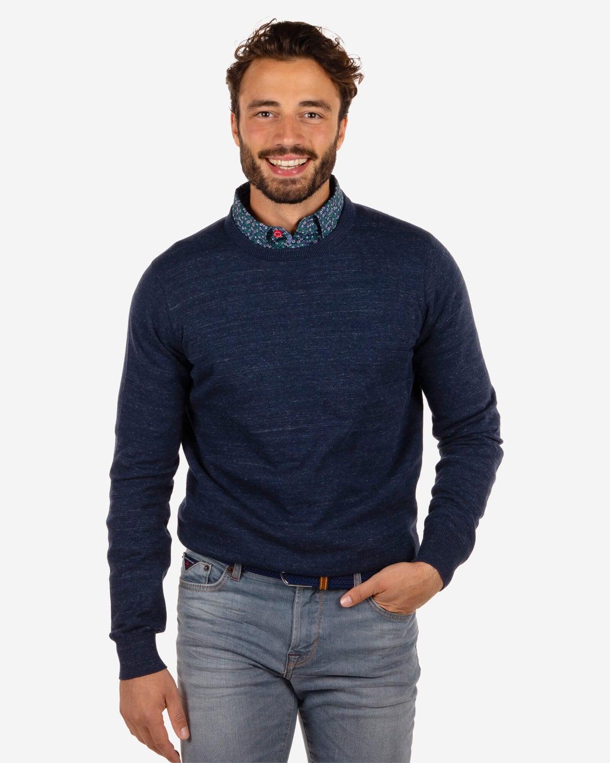 Jersey De Algodón Con Cuello Redondo Grasmere - Reef Navy