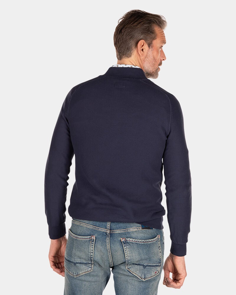 Einfarbiger Pullover mit Reißverschluss - Traditional Navy