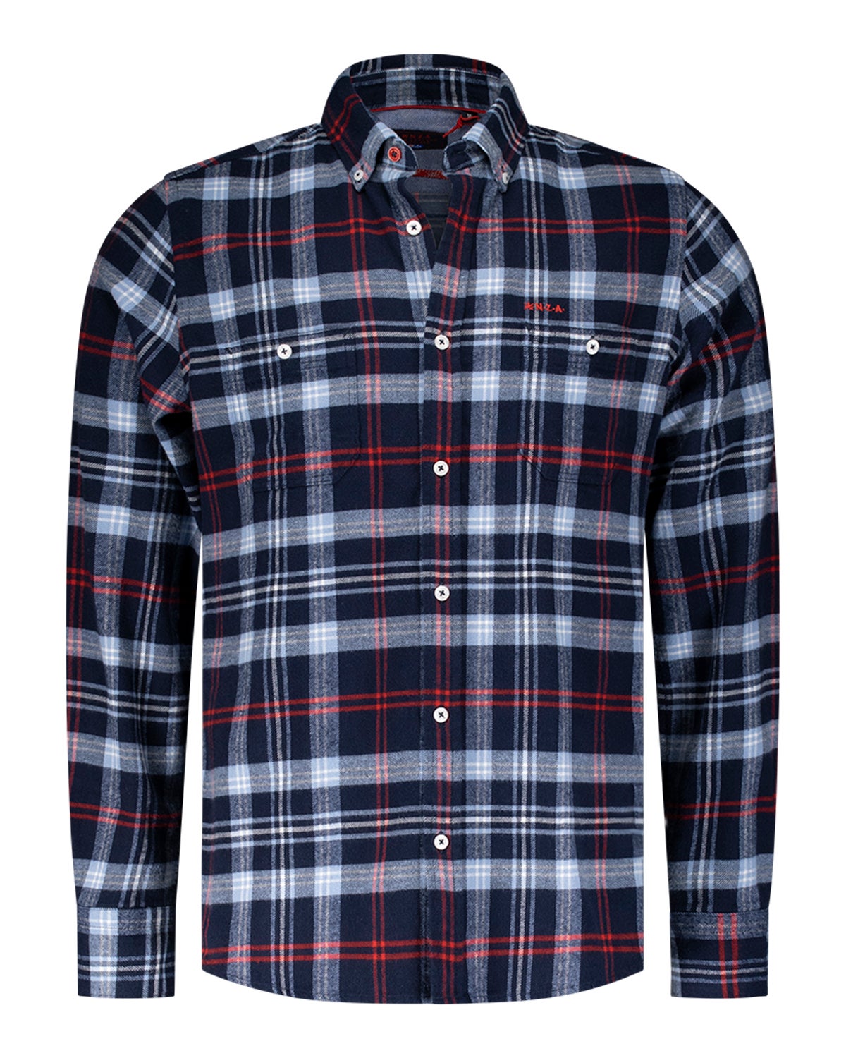 Chemise à carreaux en flanelle avec gris et rouge - Winter Navy