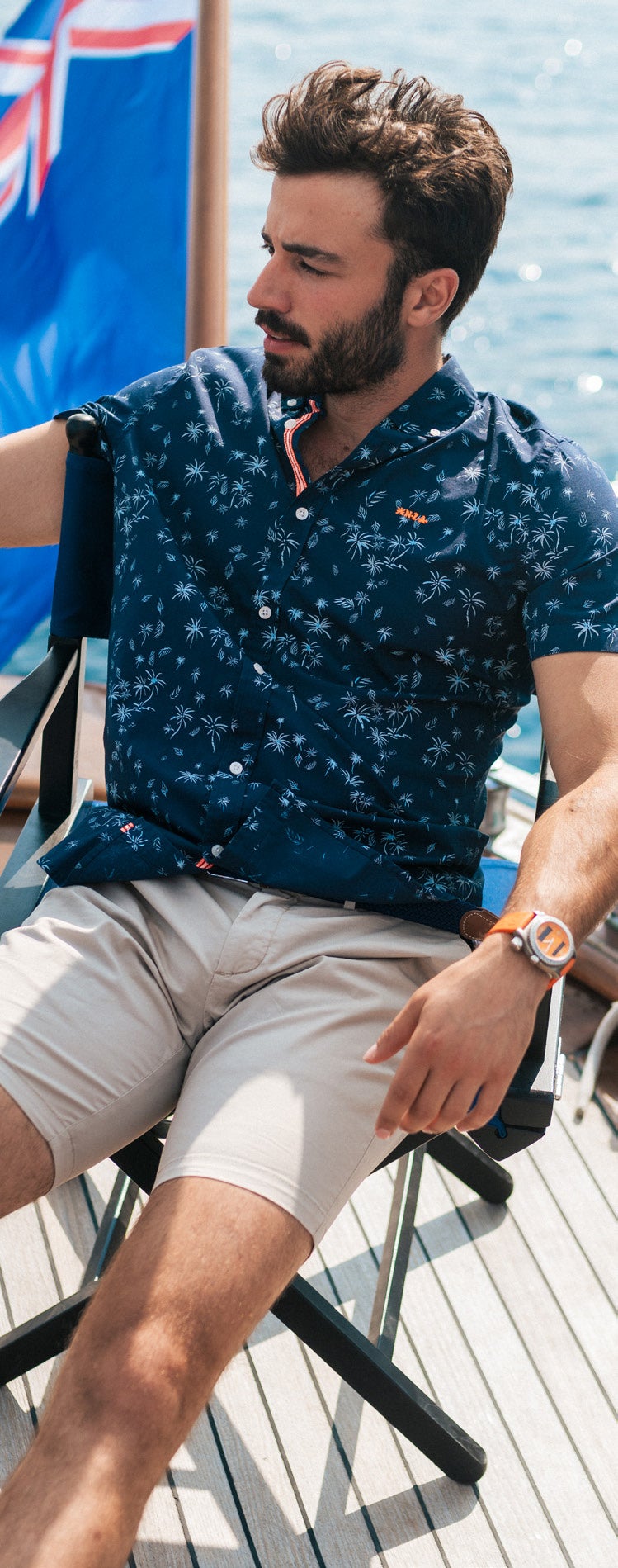 Navy shirt with short sleeves and print - Ocean Navy