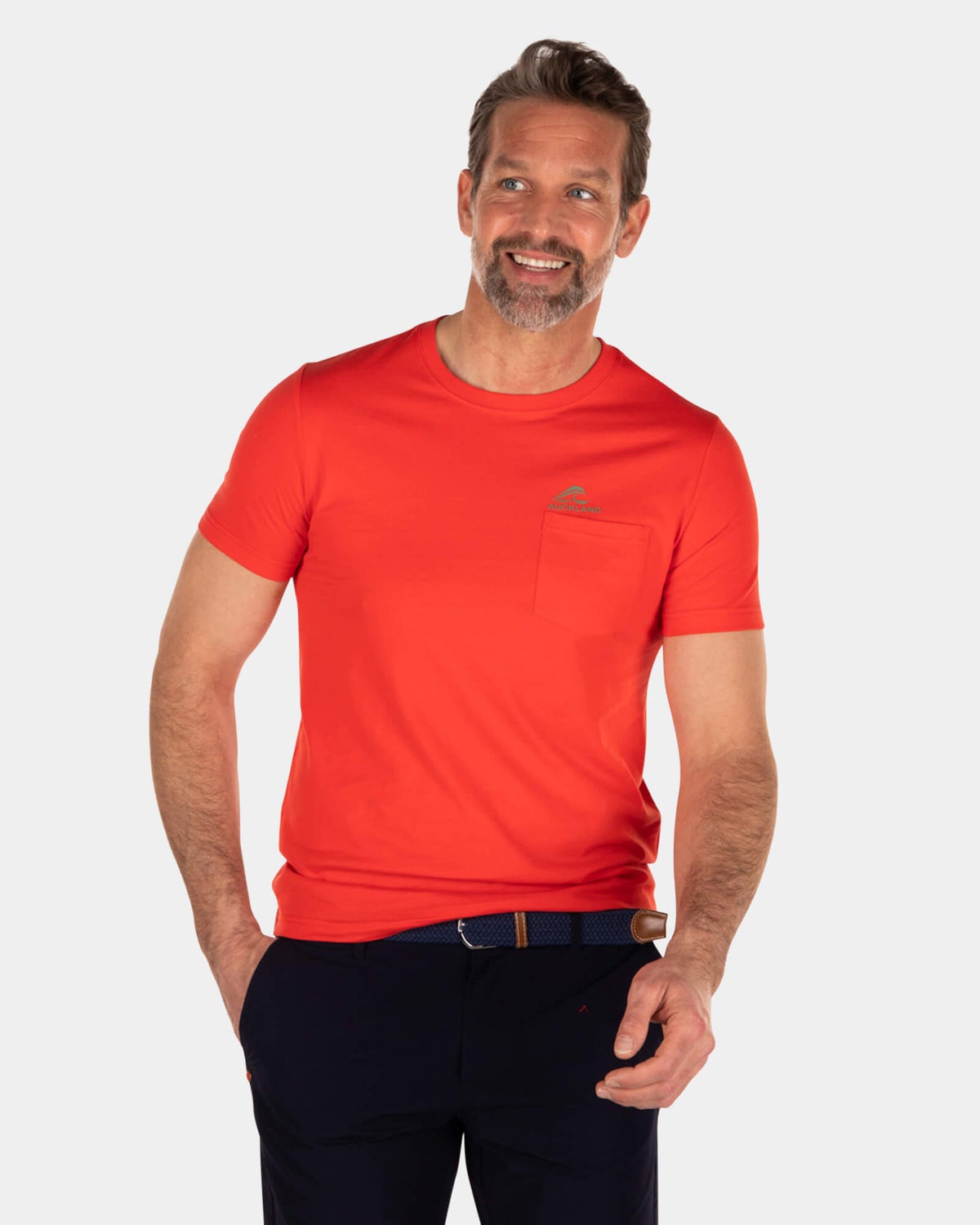 T-shirt en coton de couleur unie - Orange Red