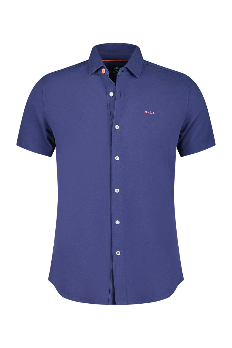 Camisa de algodón con manga corta. - Dusk Navy