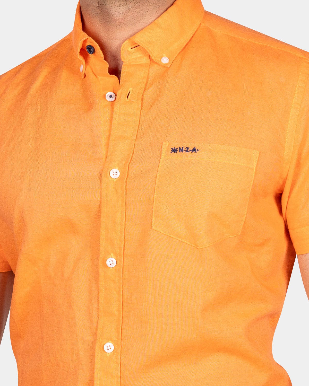 Linen shirt with short sleeves - Fresh Orange