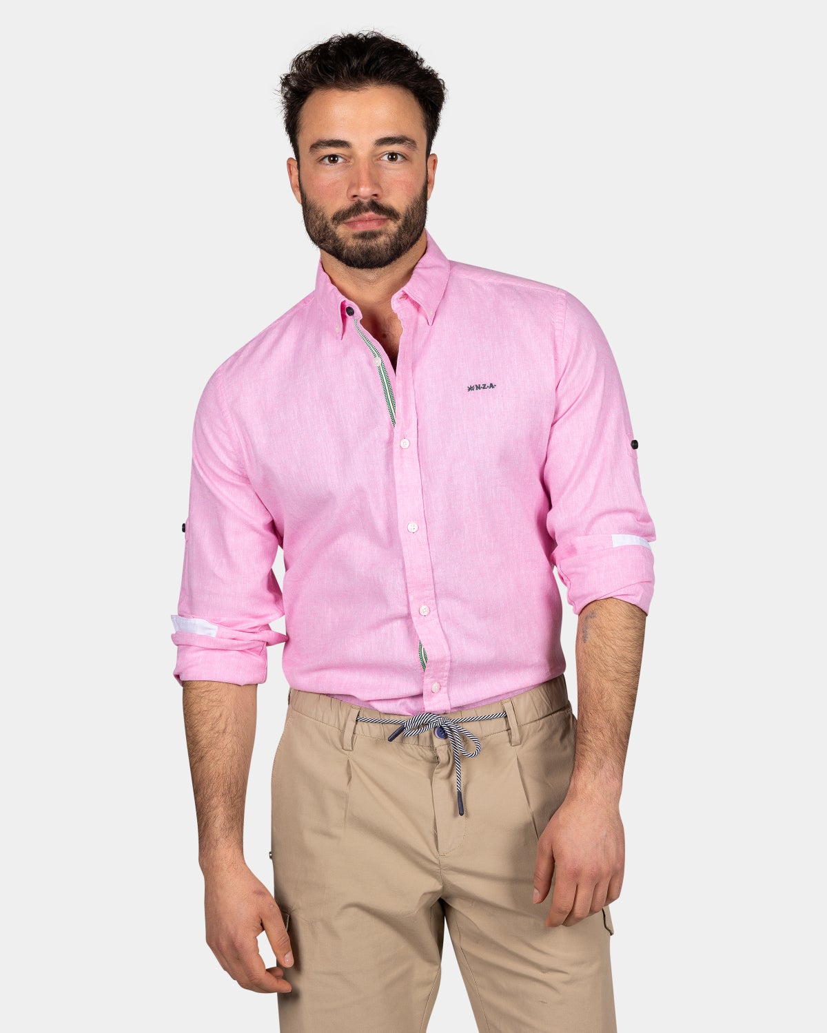 Felgekleurd effen overhemd  - Bright Pink
