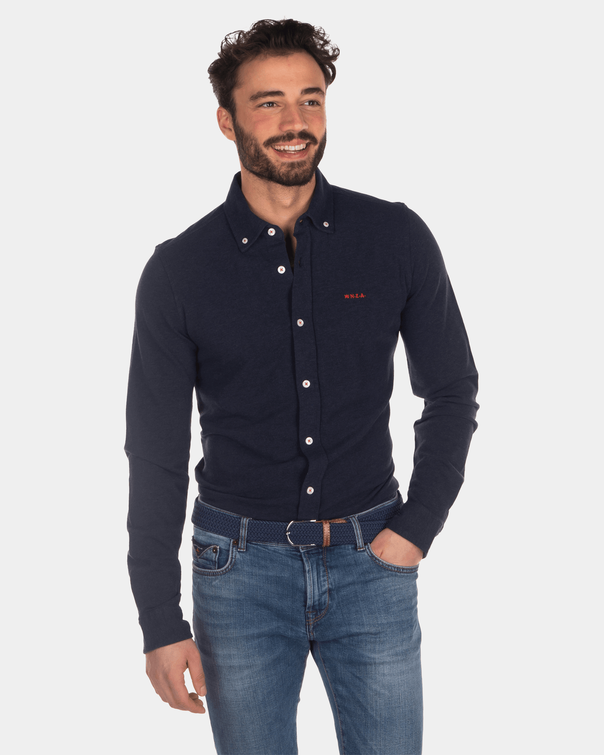 Baumwoll-Strickshirt - Industrial Navy