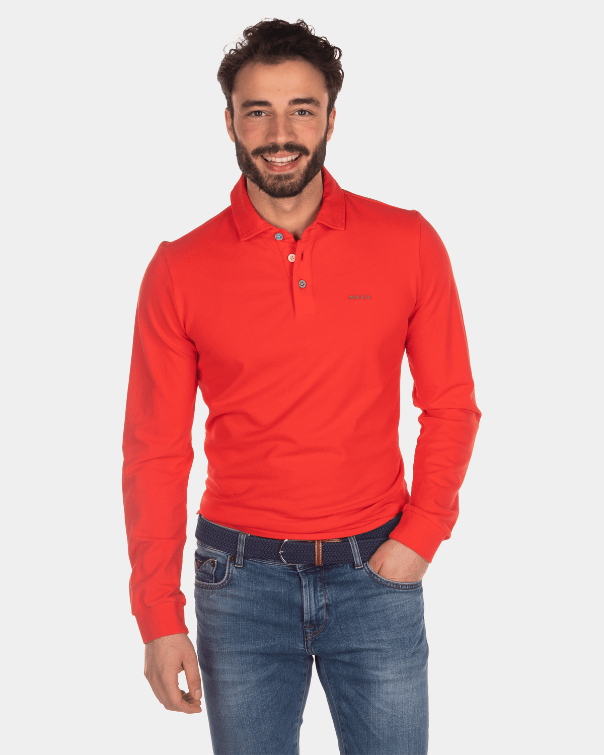 Einfarbiges Rugby-Shirt - Orange Red