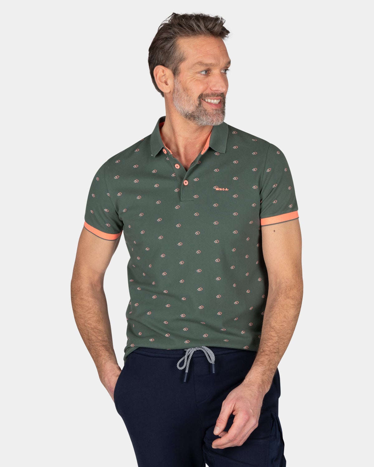 Baumwollpolo mit kleinem Aufdruck - Chalk Green