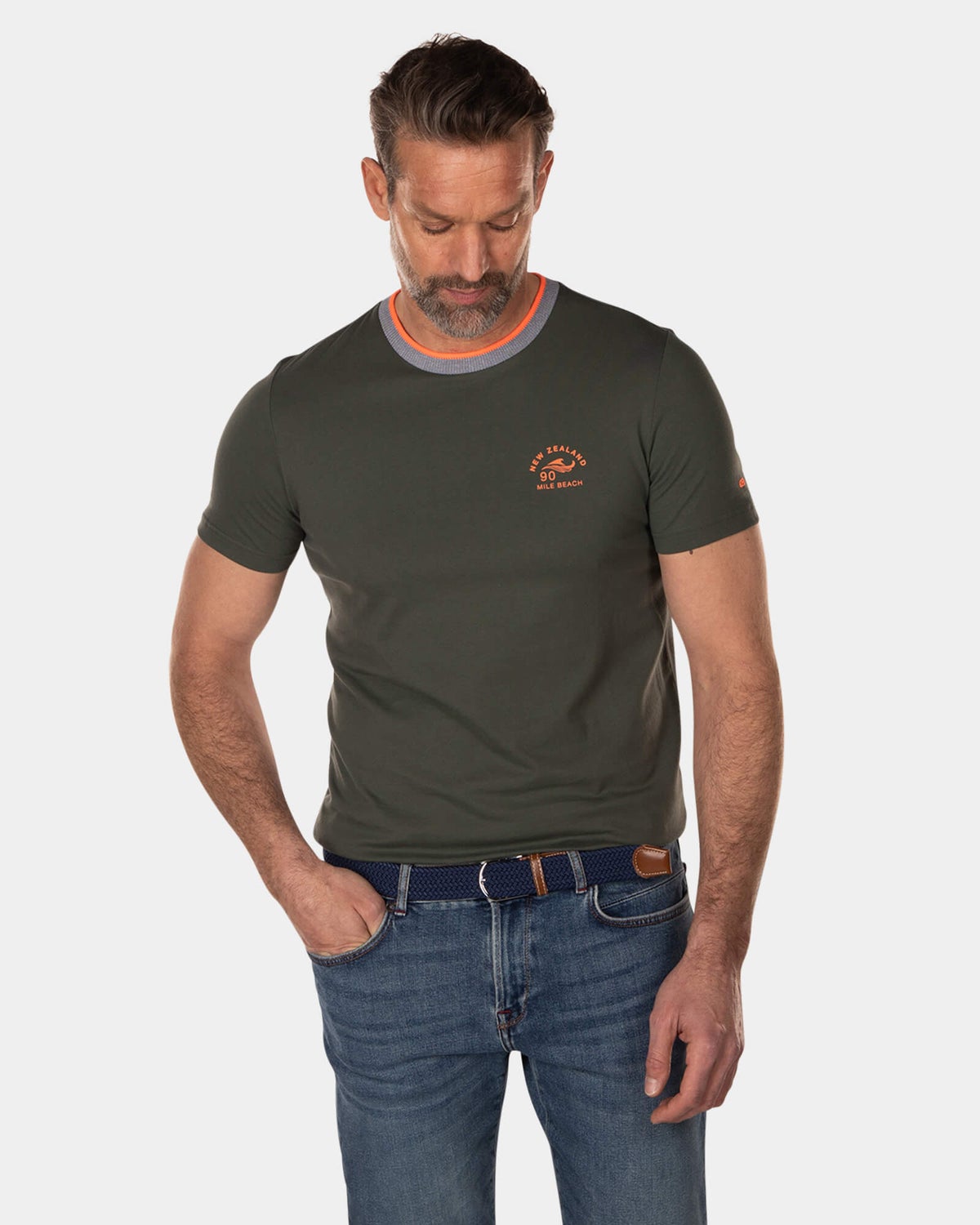 Effen katoenen t-shirt met ronde hals - High Summer Army