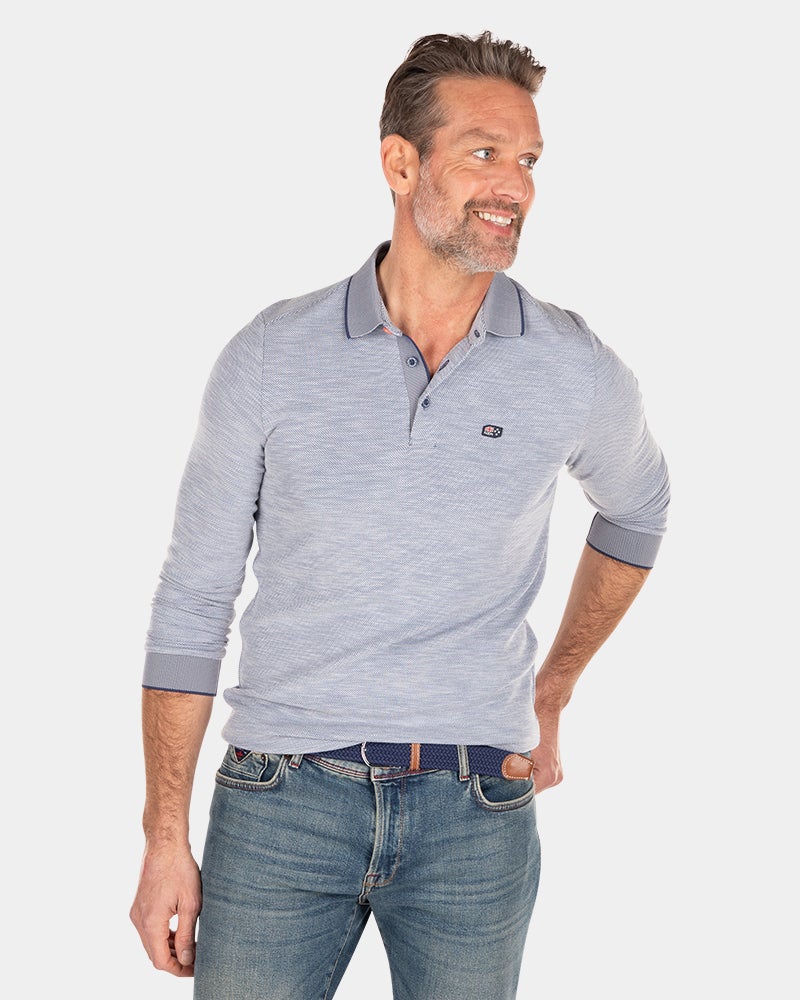 Effen poloshirt met lange mouw - Dusk Navy