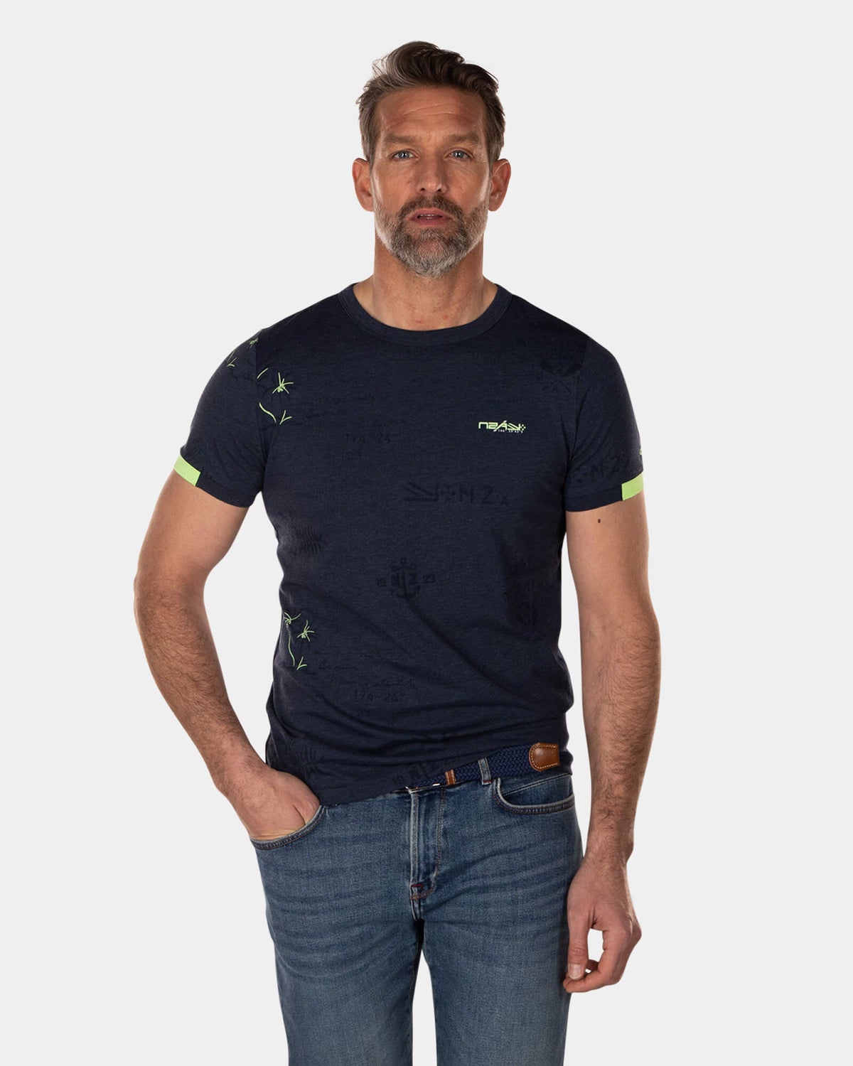 T-Shirt mit Rundhalsausschnitt und Aufdruck - High Summer Navy