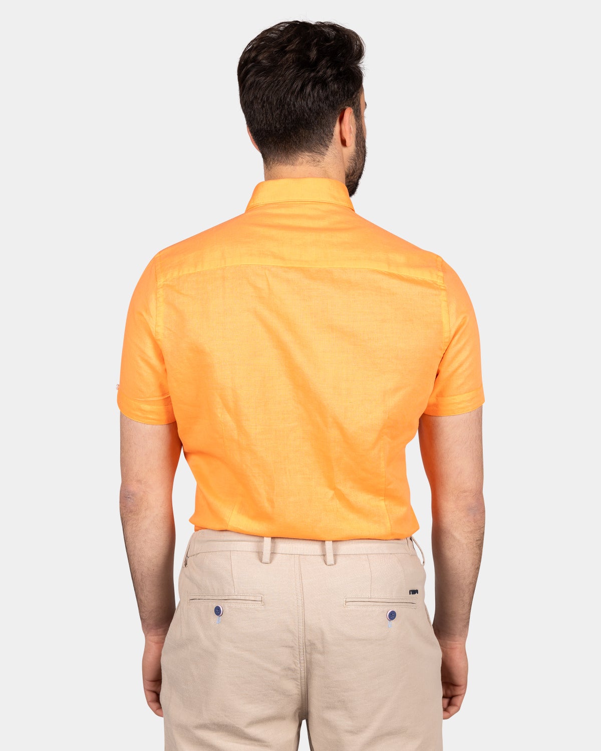 Chemise en lin ﾈ manches courtes - Fresh Orange