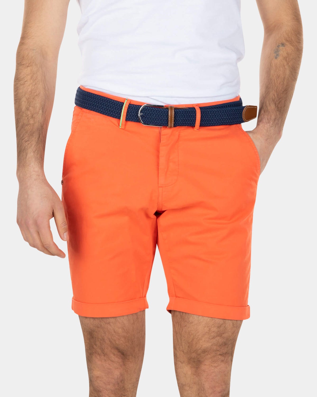 Shorts chinos de algodón elástico - Burned Orange