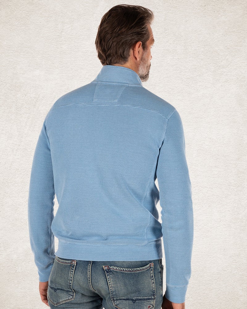 Effen katoenen sweater met halve rits pale blue