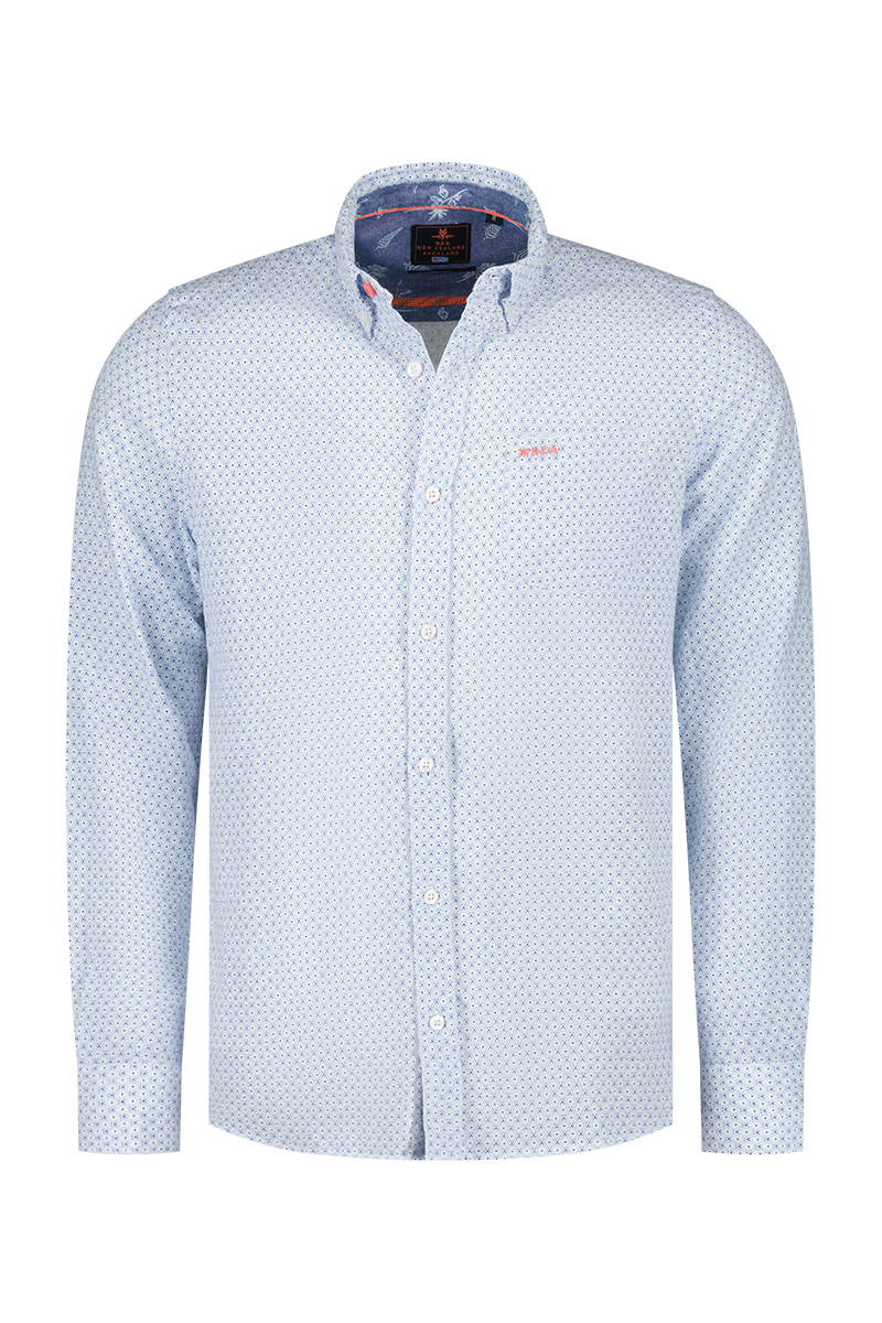 Camisa de lino con lunares. - Universal Blue