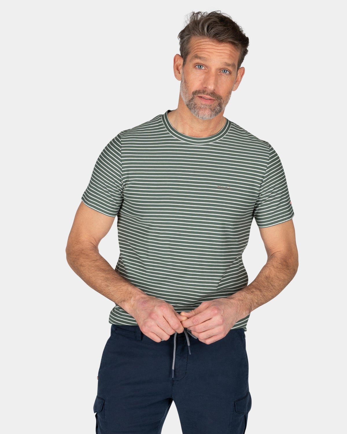 Gestreiftes T-Shirt aus Baumwolle - Chalk Green