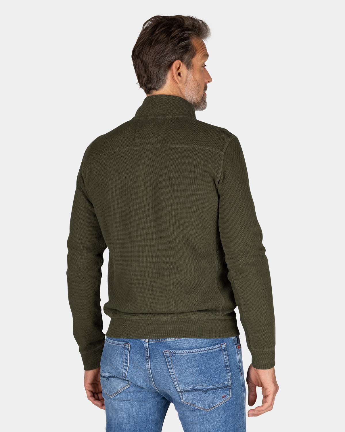 Donkergroene sweater met halve rits - Quartz Green