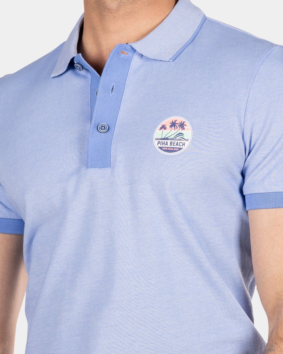 Chemise polo uni en coton - Bed Blue