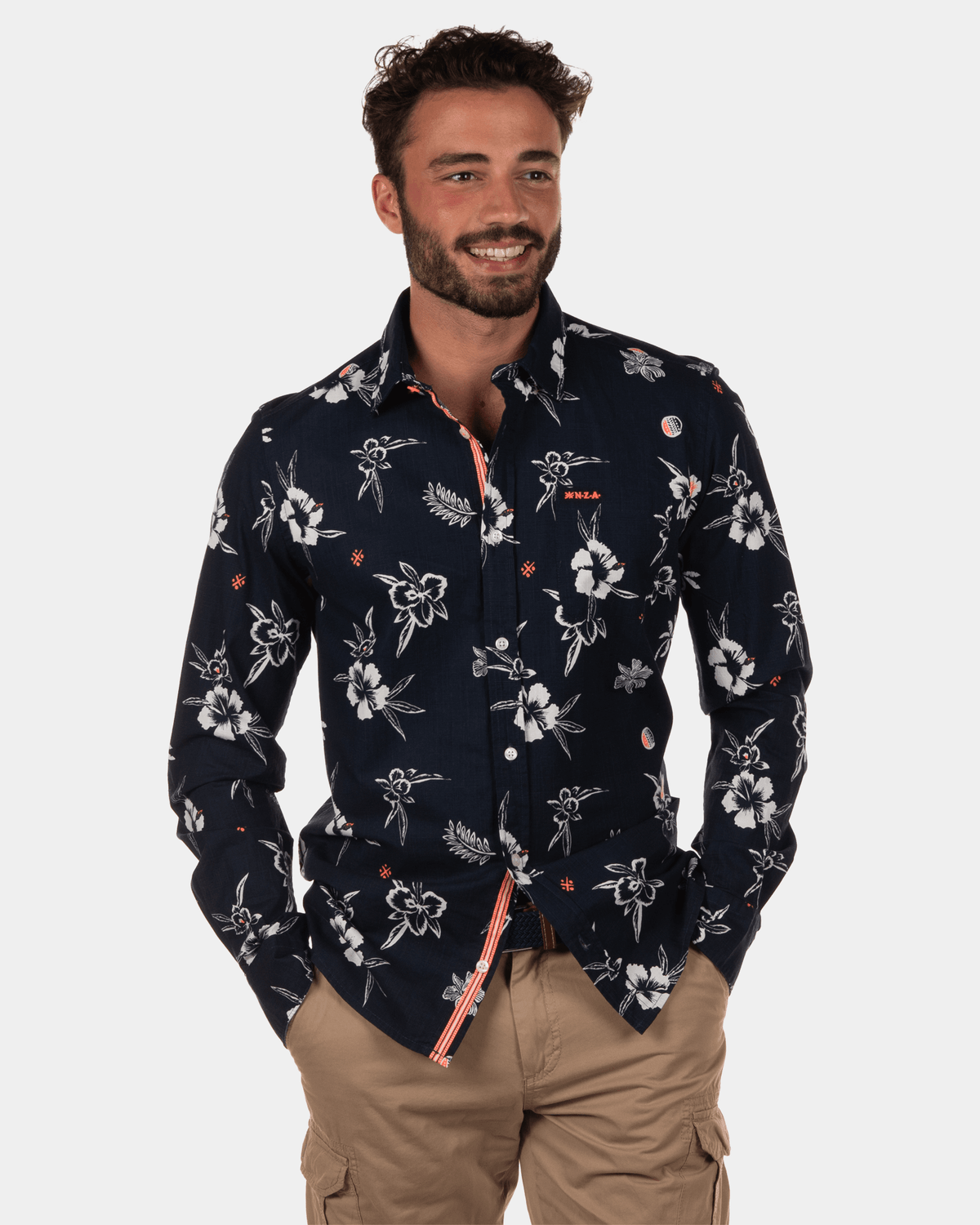 Chemise fleurie bleu foncé Moumahaki - Dutch Navy