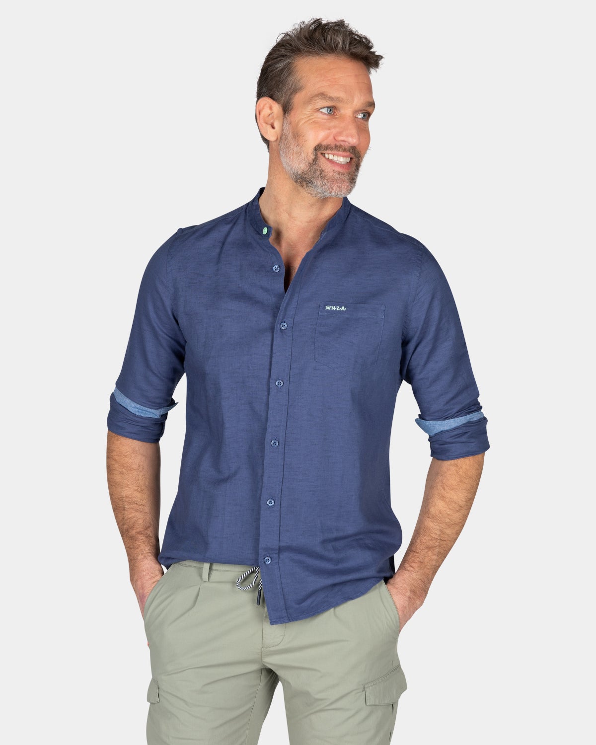 Plain shirt without collar - Dusk Navy