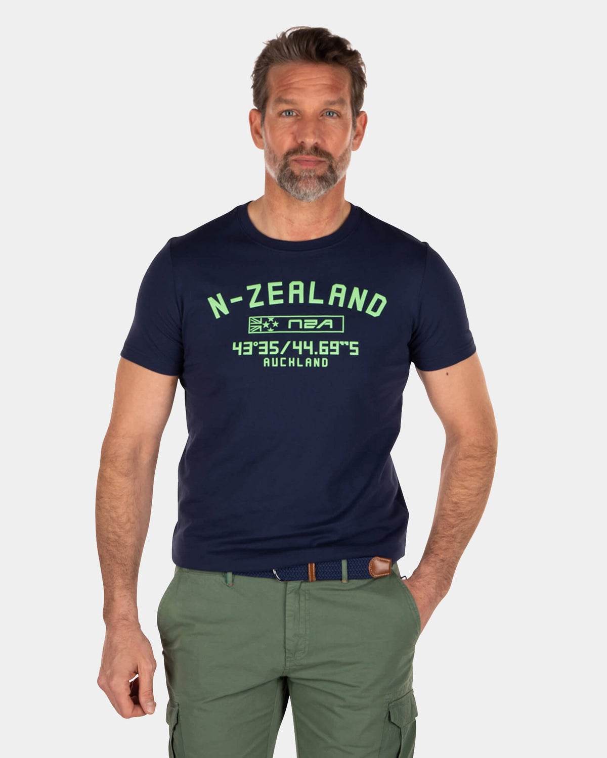 Katoenen t-shirt met print en ronde hals - Key Navy