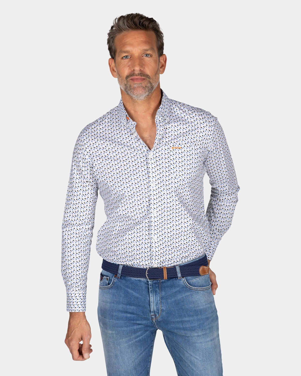 Camisa de algodón estampada - Ecru