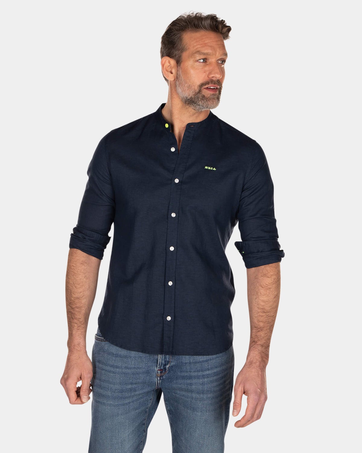 Camisa lisa sin cuello y manga larga - High Summer Navy