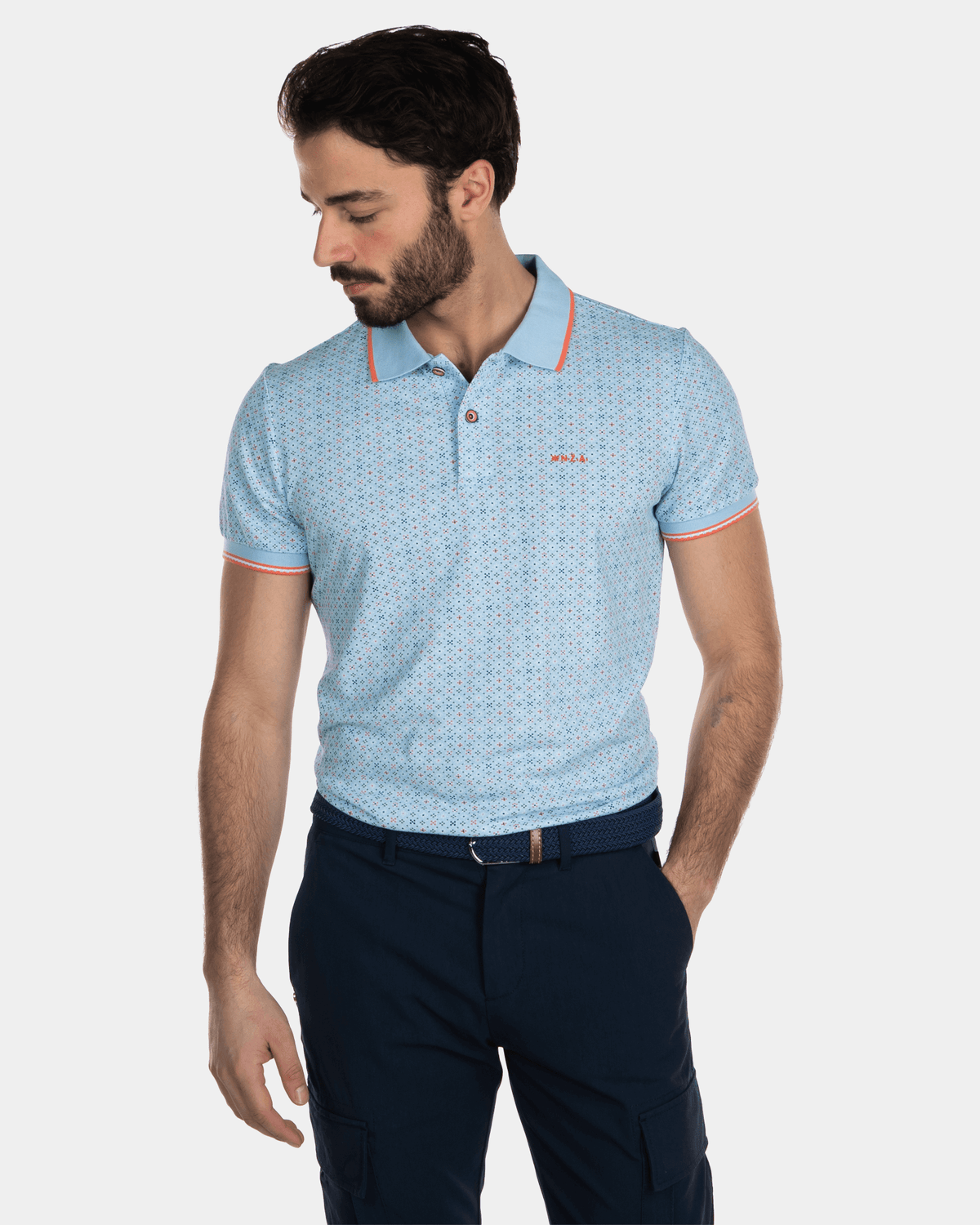 Gepunktetes Poloshirt - Bright Sky