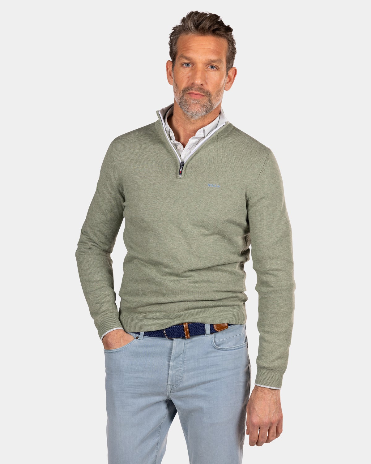 Light green half zip pullover - Sage