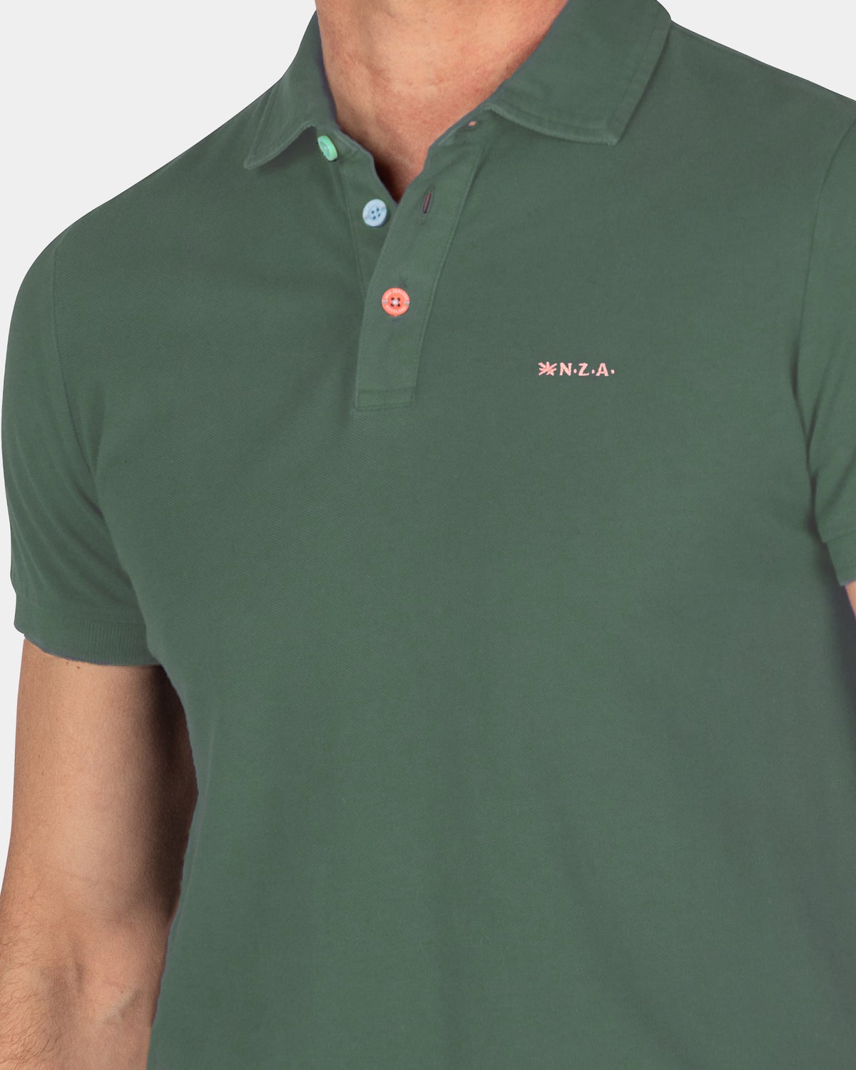 Plain cotton polo - Chalk Green