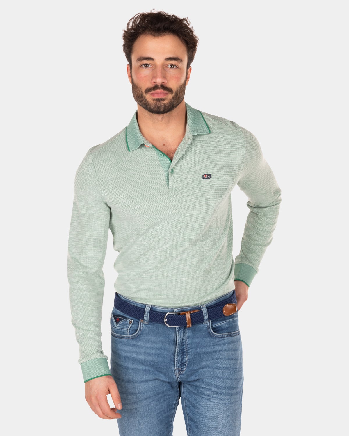 Uni Poloshirt mit langen Ärmeln - Amazon Green