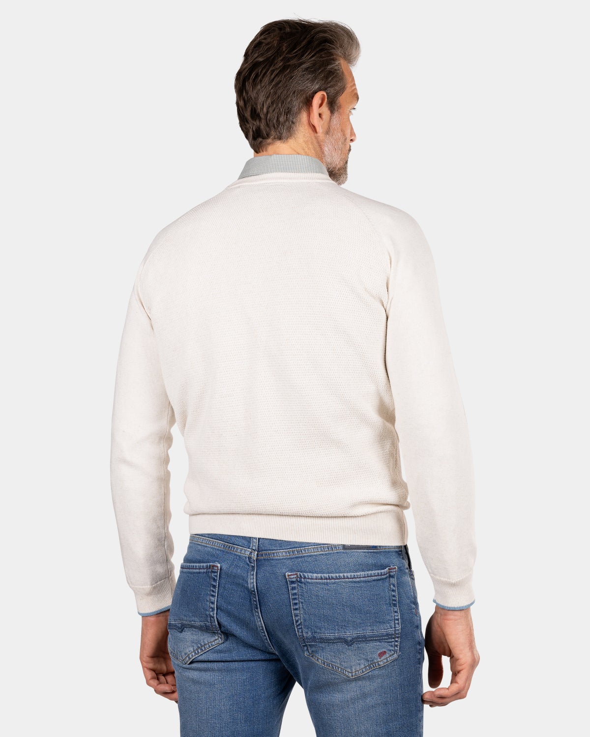 White crew neck pullover - Oat Sand