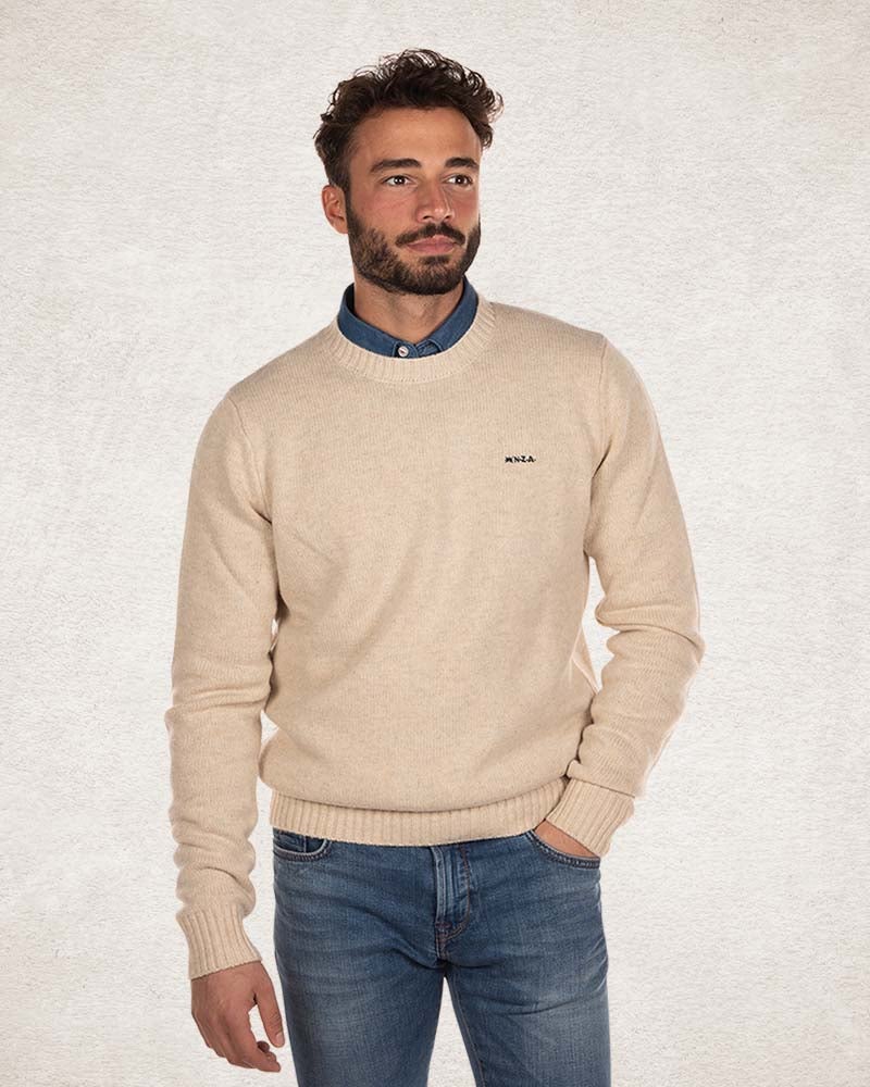 Wool pullover round neck - Milky Ecru