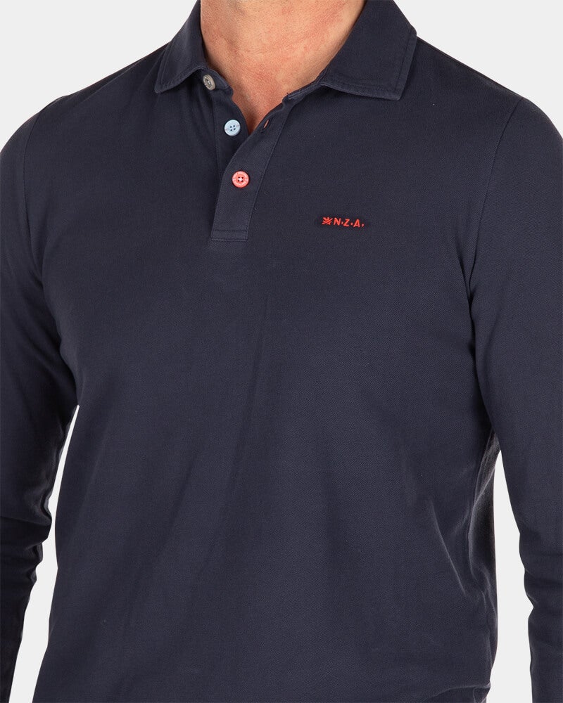 Schlichtes Poloshirt mit langen Ärmeln - Traditional Navy