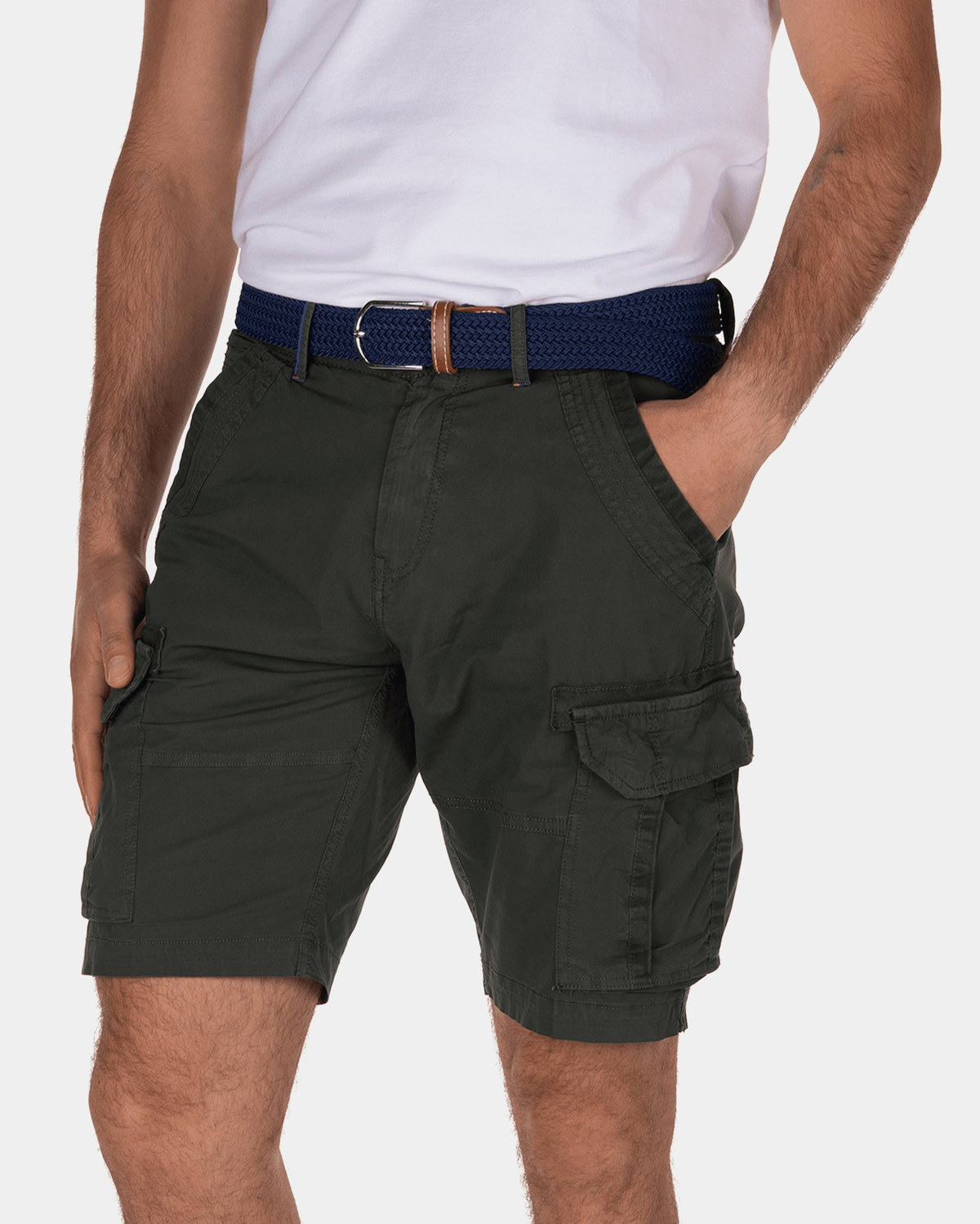 Ward Poplin korte cargo broek - Duck Green