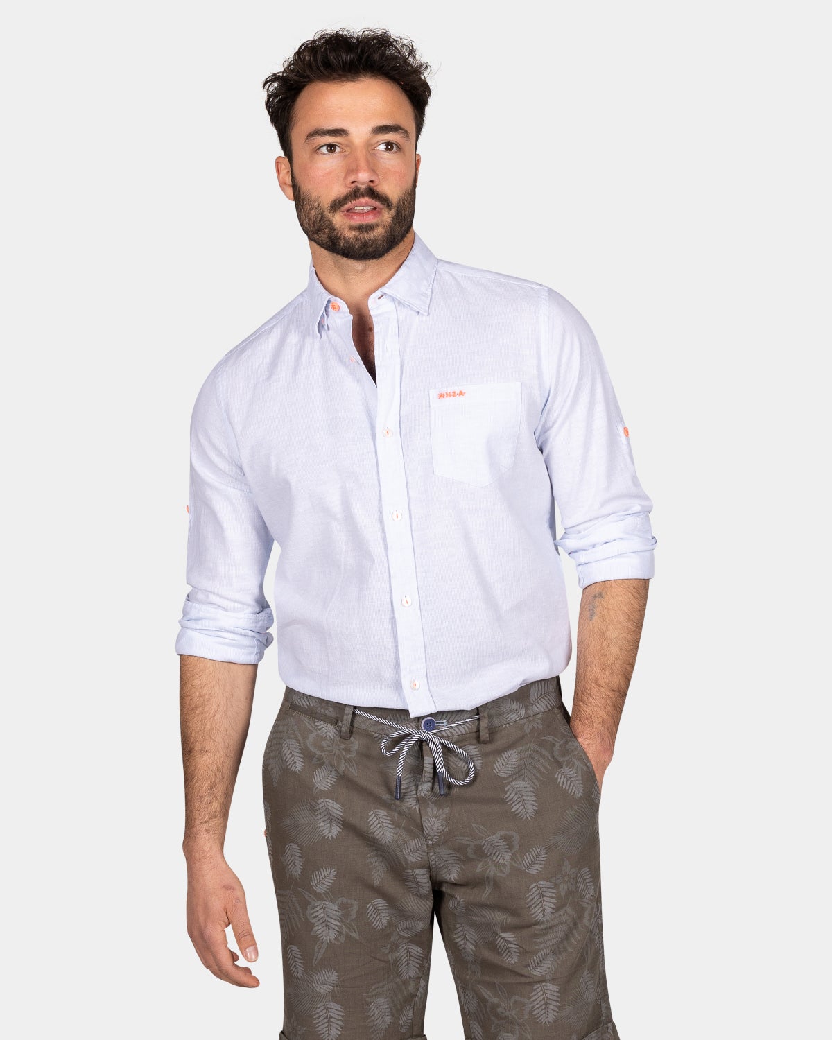 Camisa de lino celeste con elﾇstico - Light Sky