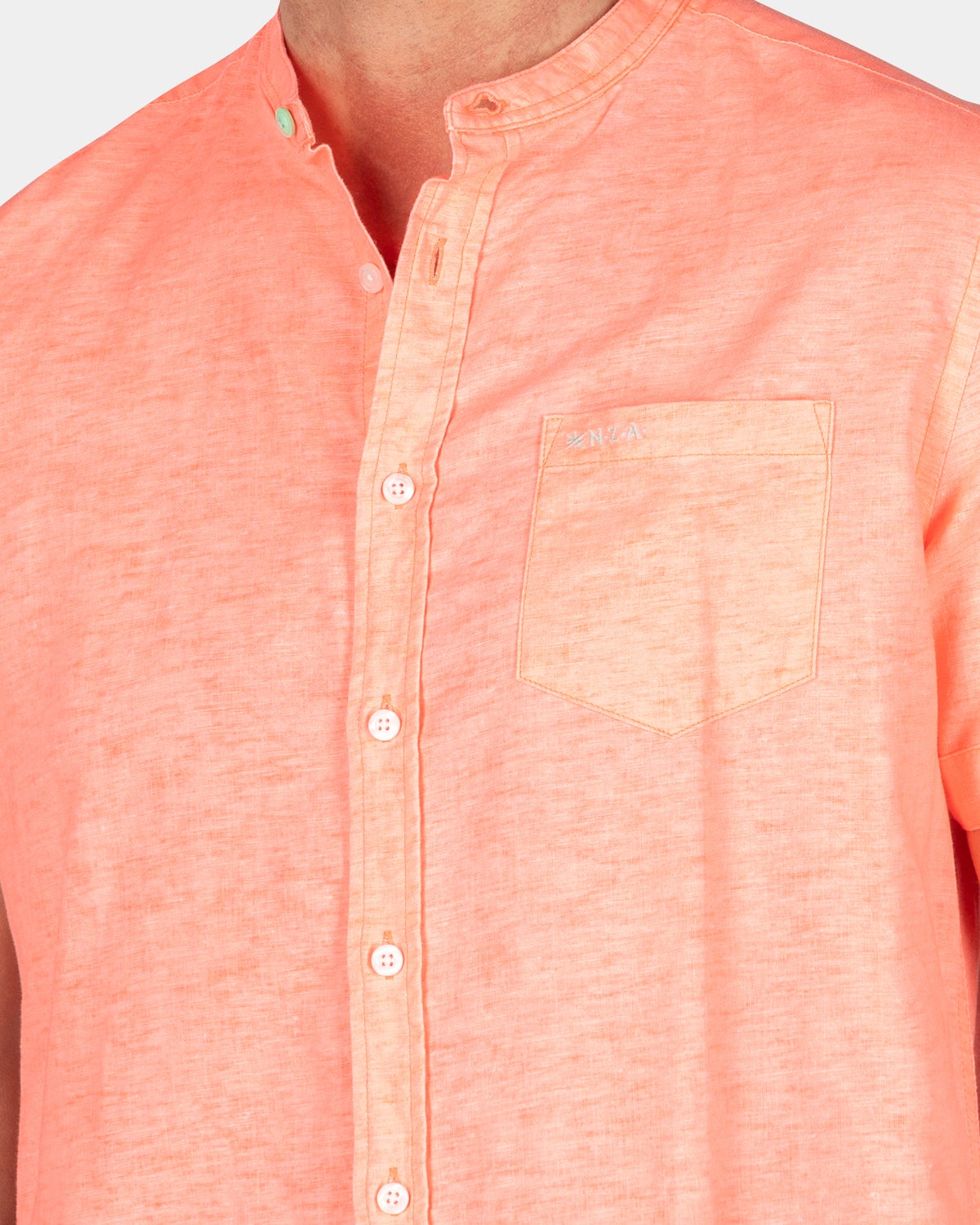 Chemise sans col à manches courtes - Fury Pink