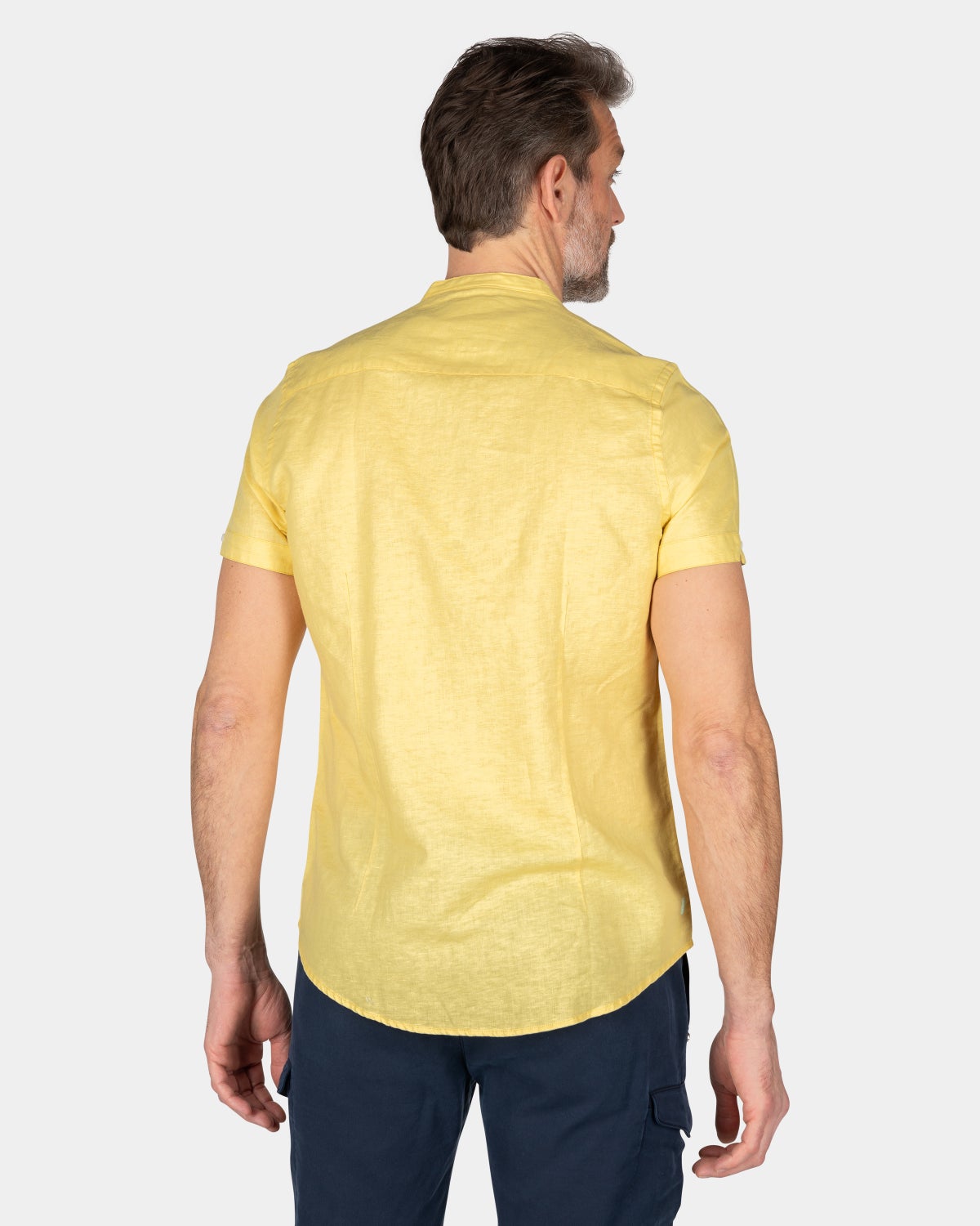 Kragenloses Hemd mit kurzen Ärmeln - Iguana Yellow
