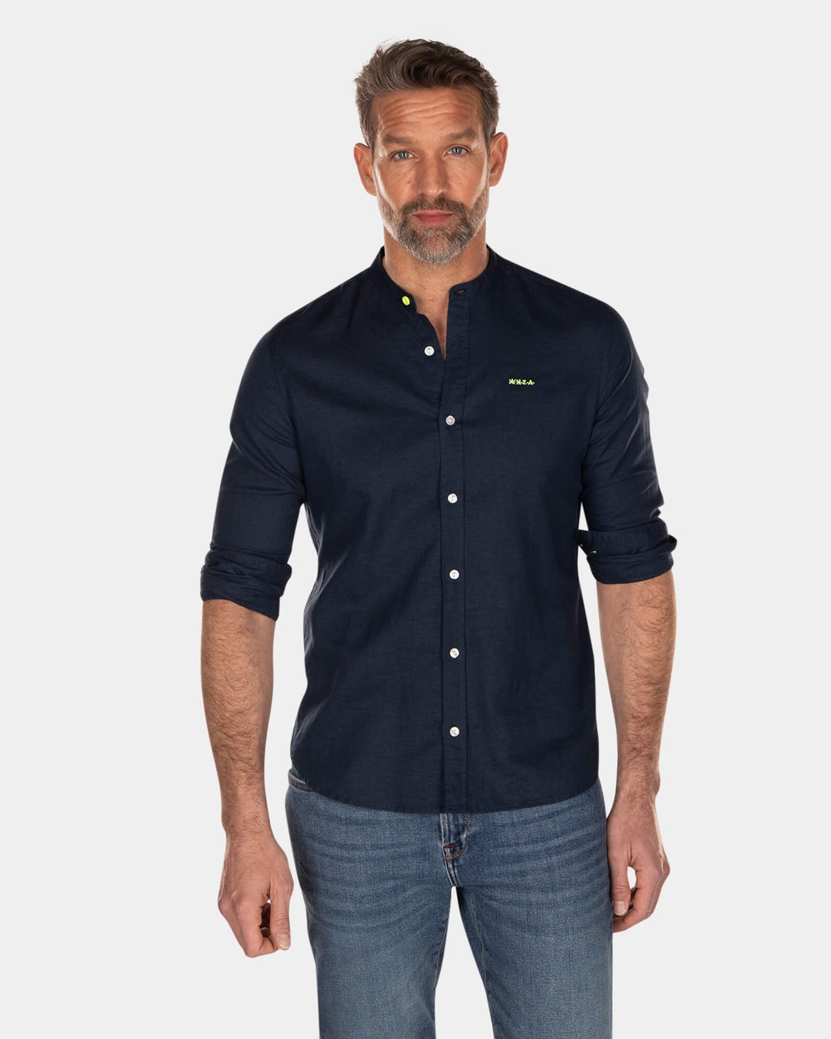 Camisa lisa sin cuello y manga larga - High Summer Navy