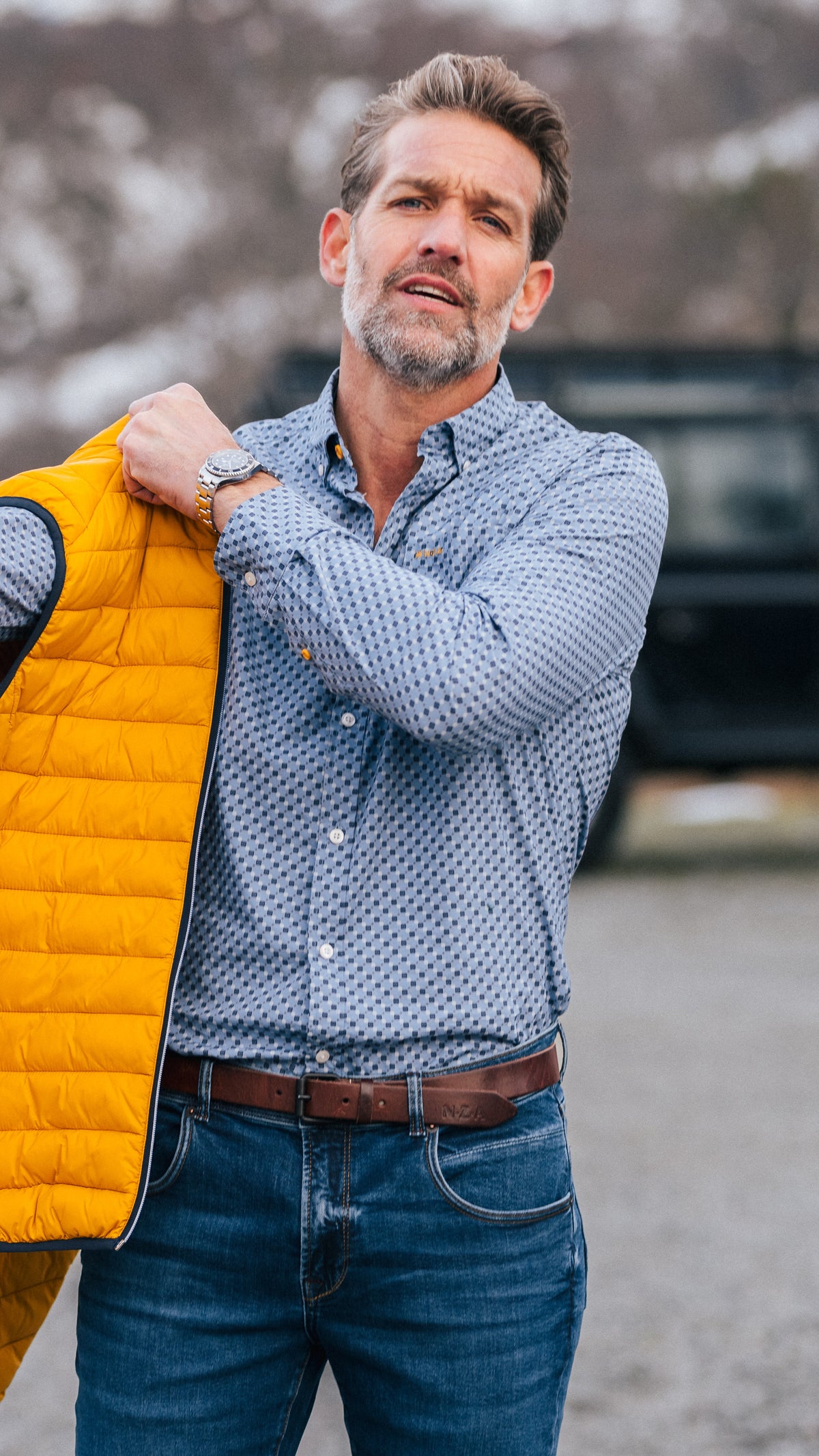 Chemise bleue avec petits points blancs - Mineral Blue