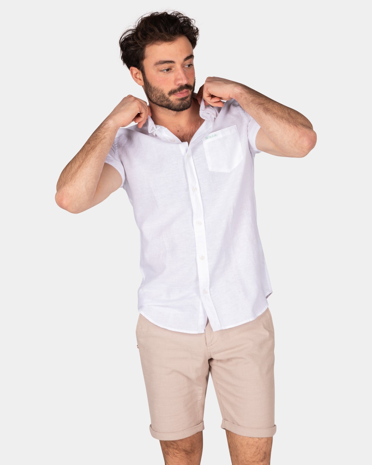 Plain shirt short sleeves - White