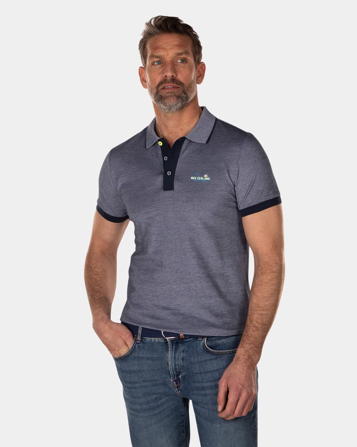 Polo en coton avec détails sombres - High Summer Navy