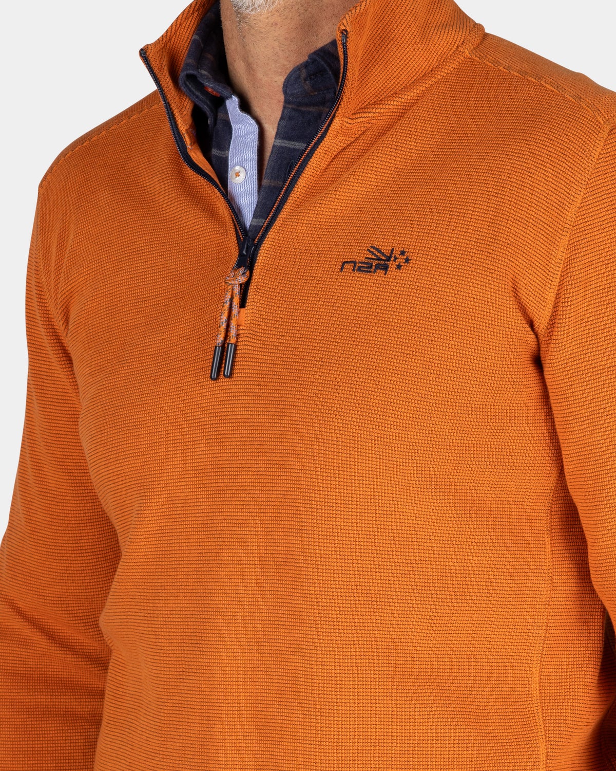 Donkeroranje sweater met halve rits - Almond Orange