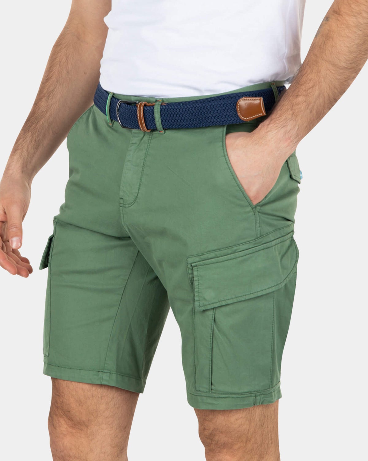 Cargoshorts aus Baumwollstretch - Active Army