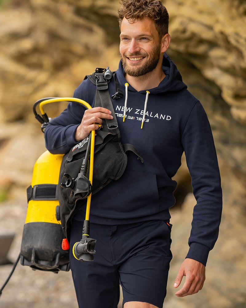 Sudadera con capucha y logo - Key Navy