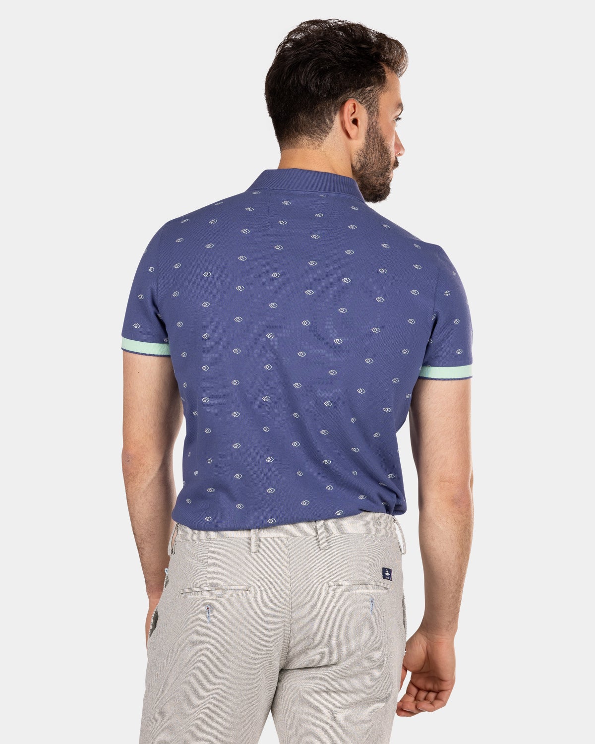 Polo en coton avec petit imprimé - Dusk Navy