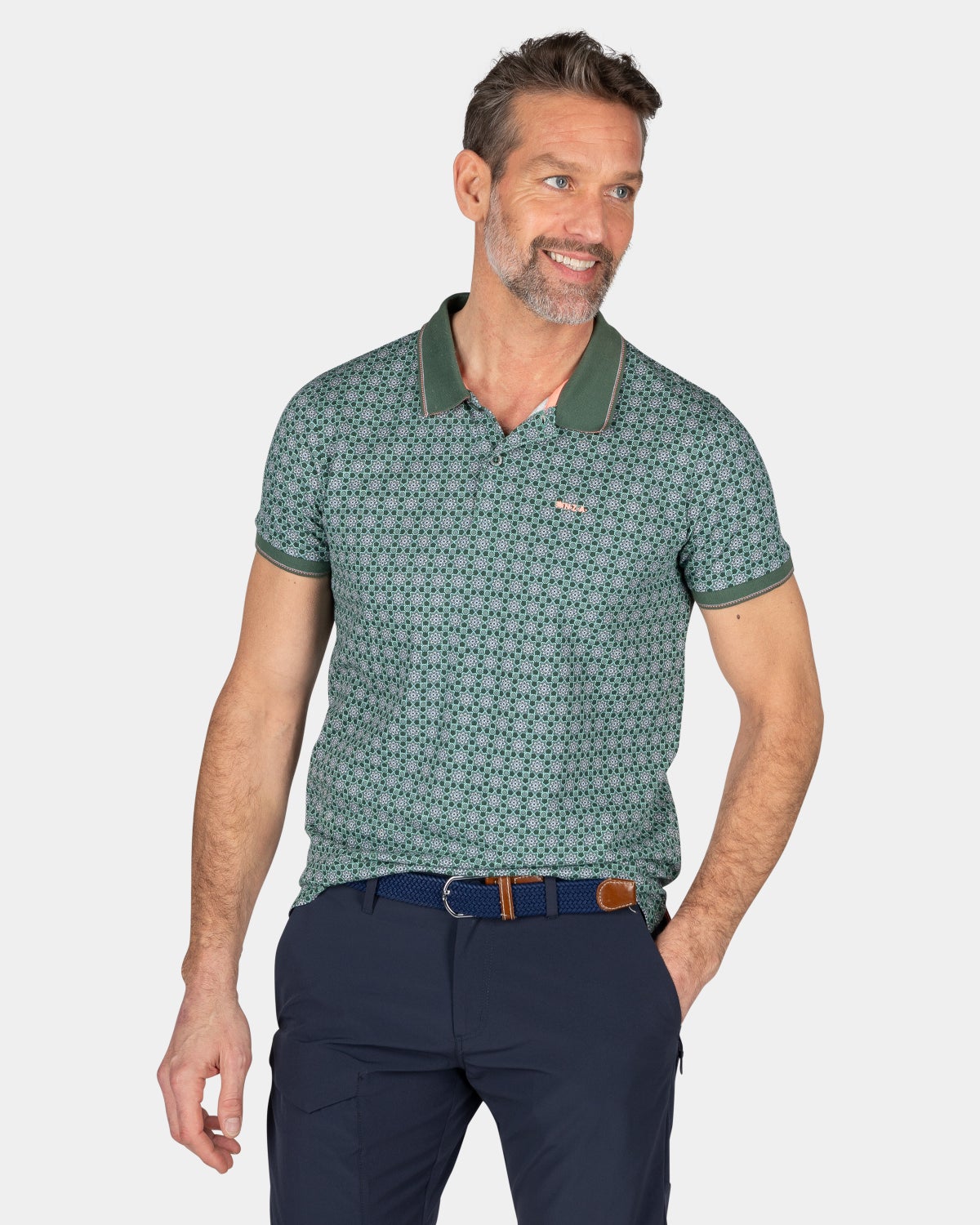 Polo de algodón con estampado - Chalk Green