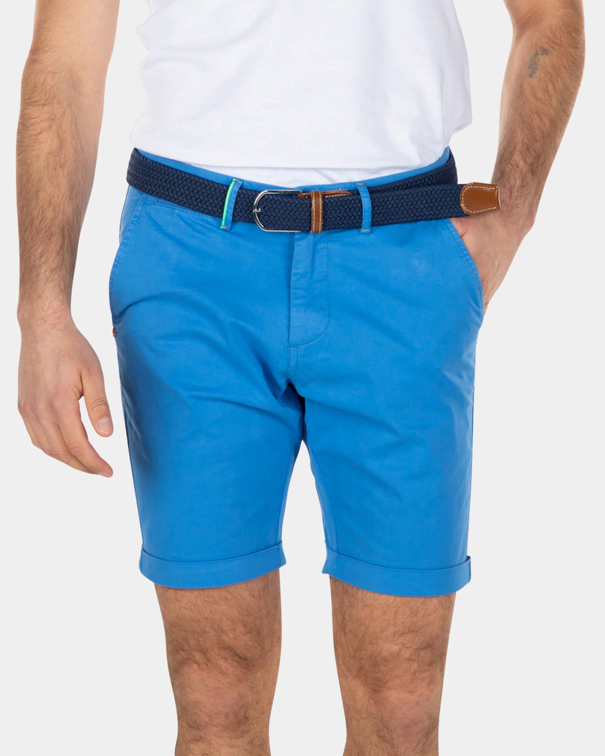 Shorts chinos de algodón elástico Azul