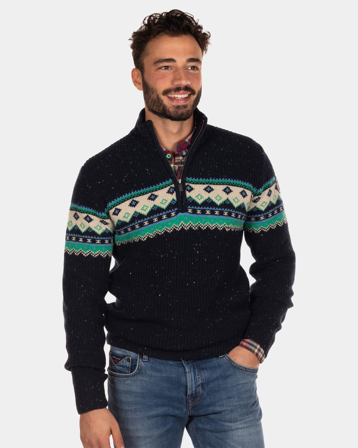 Pullover mit halbem Reißverschluss Aranga - Steady Navy