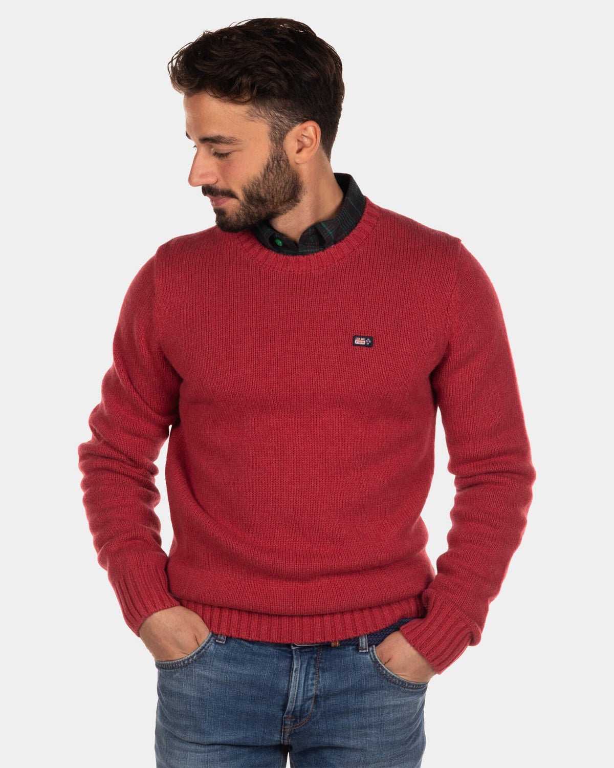 Pull col rond Cerf - Cardinal Red