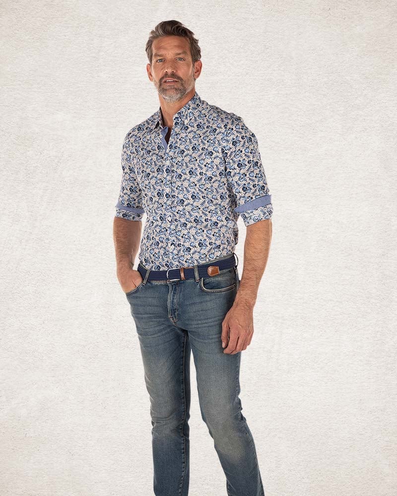 Camisa de algodón gris con estampado - Tar Grey